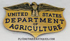 Beautiful Numbered 1930’s US Department of Agriculture Hat Badge in Gold Filled Brass with Hard fired Blue Enameling