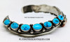 Beautiful HEAVY Stamped & Filed Carinated Navajo Silver Bracelet with Villa Grone Turquoise & Mediterranean Coral by FRED Thompson