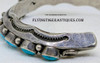 Beautiful HEAVY Stamped & Filed Carinated Navajo Silver Bracelet with Villa Grone Turquoise & Mediterranean Coral by FRED Thompson