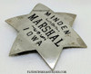 Great Old 1880s – 1890s Minden Iowa Marshal 6-Point Star Badge in Nickel Plated Nickel with Hand Stamped Lettering