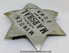 Great Old 1880s – 1890s Minden Iowa Marshal 6-Point Star Badge in Nickel Plated Nickel with Hand Stamped Lettering