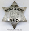 WWI era Chicago Illinois Police Reserve 6-point Star Badge # 985. Unmarked, but made by Hanson