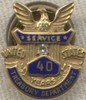10K Gold US Treasury Dept. 40 Years of Service Lapel Pin with Diamond
