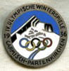 Beautiful 1936 IV Winter Olympics Official Badge (Garmisch-Partenkirchen)