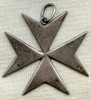 Beautiful Old Ca 1900 Maltese Sterling Cross Pendant Hand Made with Old Malta Assay Stamps