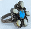 Cool Vintage 1960's Zuni Indian Turqiouse, Mother of Pearl, & Silver Ring