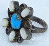Cool Vintage 1960's Zuni Indian Turqiouse, Mother of Pearl, & Silver Ring