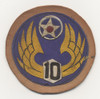 Fantastic 10th Air Force CBI-Made Multi-Piece Leather Shoulder Patch for A-2