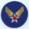 WWII USAAF HQ Wool Felt Shoulder Patch Without Border Yellow Embroidery