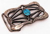 Wonderful Ca 1930s-40s Navajo Stamped Sandcast Silver Buckle with Old Pilot Mountain Turquoise Stone