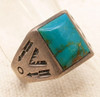 Beautiful Early 1960s Sterling & Blue Gem Turquoise Southwest Ring by Bell Trading Post Sz 9.25