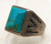 Beautiful Early 1960s Sterling & Blue Gem Turquoise Southwest Ring by Bell Trading Post Sz 9.25