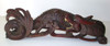Early 20th C. Chinese Carved Dragon Holder in Rosewood with Bone & Glass Inserts