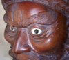 1920s-1930s Chinese Carved Rosewood Mask with Bone, Shell & Glass