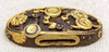 Beautiful Early 19th C. Japanese Wakizashi or Tanto Kashira (Butt Cap) in Bronze & Gold Overlay