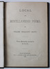 Wonderful 1888 Gloucester, Massachusetts Poetry "Local & Miscellaneous Poems" by Frank Wolcott Hutt