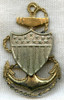 Scarce 1930s USCG CPO (Chief Petty Officer) Cap Badge in Plated Nickel & Brass