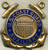 Beautiful WWII US Coast Guard Auxiliary Hat Badge in Gilt Sterling Silver by Gemsco