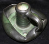 Ca. 1910 Arts & Crafts Matte Green White Underglaze Candlestick by Weller Ware, Handmade