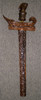 Early 20th C. Balinese Keris with Earlier Meteorite Blade, Figural Handle & Zebra Wood Scabbard
