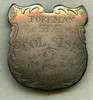 Ca. 1880 Portsmouth Fire Dept. Col. Sise Steam Fire Engine No. 2 Foreman Badge Hand-Engraved