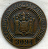 Beautiful 1910's New Jersey Forest Fire Service Badge #3094 in Bronze by Whitehead & Hoag