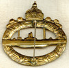 Nice WWI M1918 Imperial Prussian U-Boat Badge in Cliche Style Early - Mid 1920s