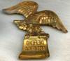 Great WWII Homefront DEFEND AMERICA Pin with Red White & Blue Eagle on Scroll