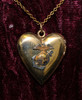 Early WWII USMC Sweetheart Heart-Shaped Locket Necklace (Right Hinge) in Original Box