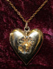 Early WWII USMC Sweetheart Heart-Shaped Locket Necklace (Left Hinge) in Original Box