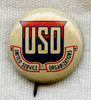 WWII United Service Organizations (USO) Celluloid Pin