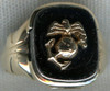 Cool 1930's China Marine USMC Ring in Gunmetal and 10K Yellow & White Gold