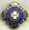 Rare 1947 British American Hospital (La Molina, Peru) Nursing School Graduation Pin in Gilt Silver