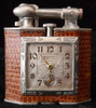 Beautiful Ca. 1930 Triangle Lift-Arm Lighter with Goodseal Swiss Watch. Clean & Running Well
