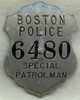 WWII Era Boston, Massachusetts Police Special Patrolman Badge in Wartime Shortage White Metal