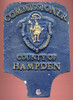 Ca. 1940s Cast Aluminum Auto Badge for Hampden County, Massachusetts Commissioner