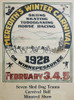 1928 Meredith, New Hampshire Winter Carnival Broadside. Lake "Winnepesaukee" Dog Sled Central Theme