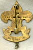 Very Early Boy Scouts of America 1st Class Scout Large Size Hat Badge in Gilt Brass