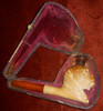 Victorian Era Meerschaum Bulldog-Pug-Boston Terrier Pipe Glass Eyes, Amber Mouthpiece
