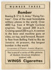 1940 Wings Cigarettes Card Series 1 #3 (Boeing B-17) of  Set T87 in Fine Condition