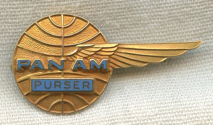 パンナム PANAM 航空 バッジ レトロ 貴重 1960s Pan Am Airways (PAA) Purser's Wing in 10K Gold by Balfour