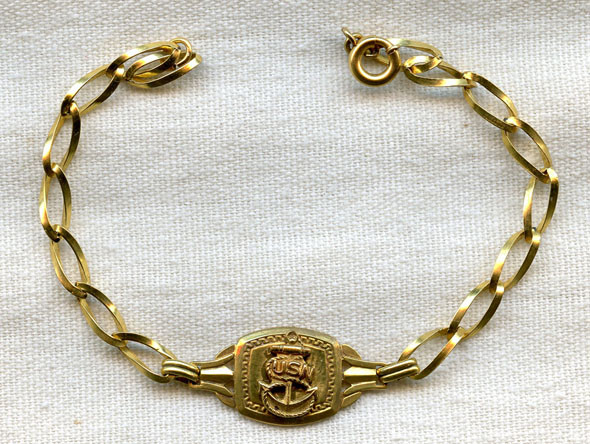 WWII US Navy 10K Gold-Filled Sweetheart Bracelet by Durocharm
