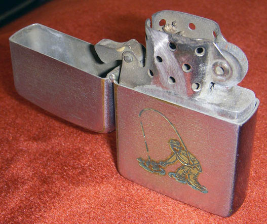 Circa 1954 Zippo Lighter with Factory-Engraved Fly Fishing Scene