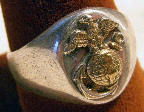 WWI USMC Sterling and Gold-Filled Ring Sz 9