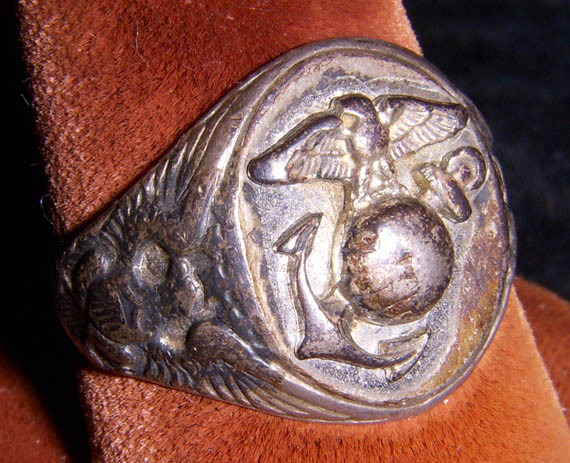 WW2 実物 米海兵隊/USMC ID Sterling SILVER925 Sterling WWII US Marine Corps Ring by H&H