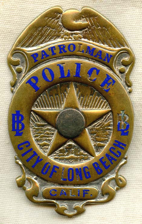 1920s Long Beach, California Police Badge by L.A. Stamp