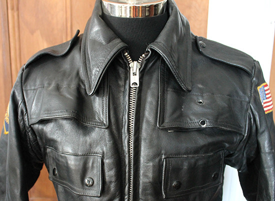 Cool 1980's-90's Leather Police Jacket from Haverhill, MA