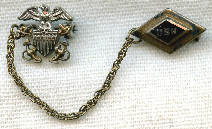 Sterling WWII USN Diamond-Shaped Sweetheart Pin - Flying Tiger
