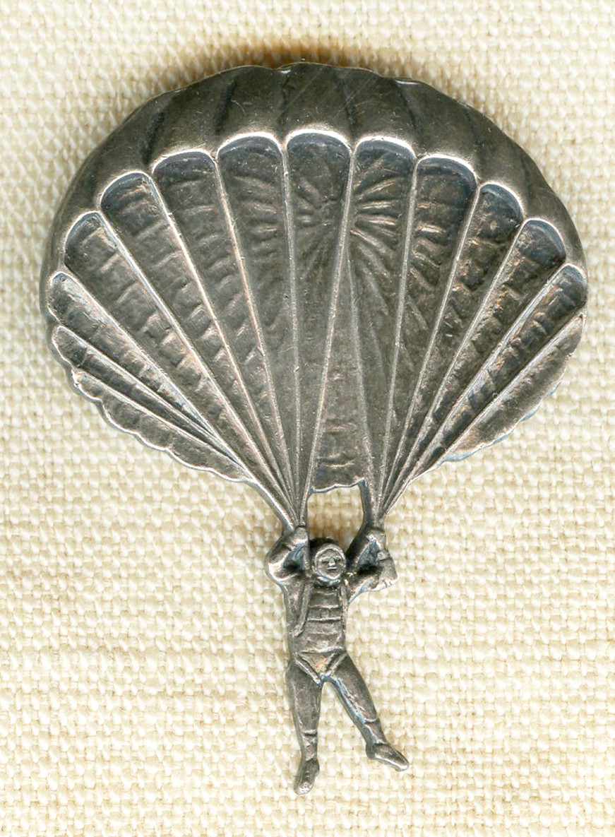 Rare WWII Airborne Parachutist Pin in Sterling by Robbins