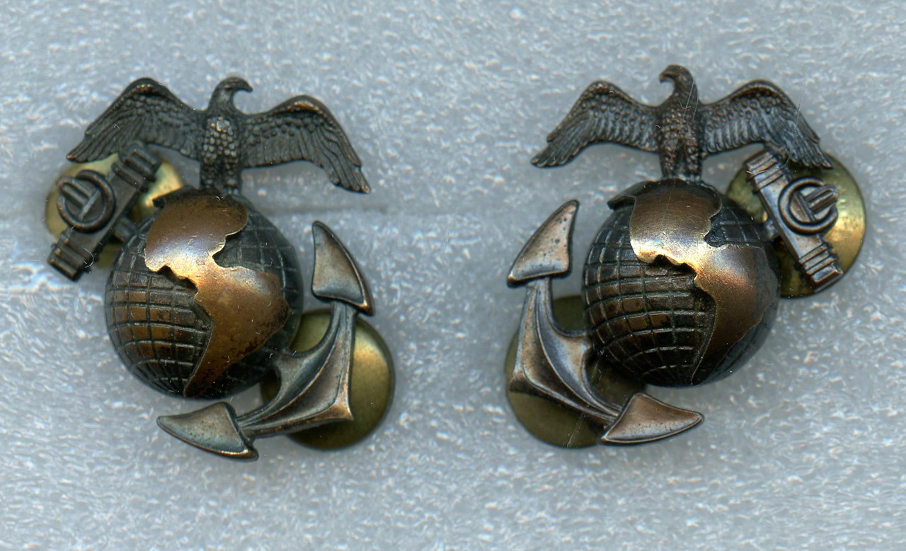 Rare Early 1930's USMC China Marine Officer Undress Collar EGA's